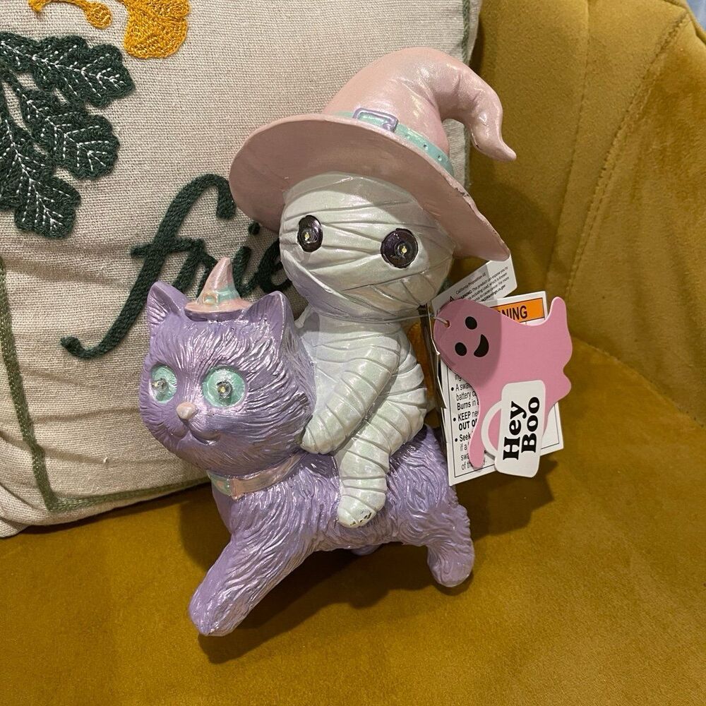 Halloween Witch Cat Mummy Light Up Decor